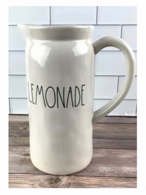 NEW Rae Dunn LEMONADE Ceramic Pitcher White Serveware